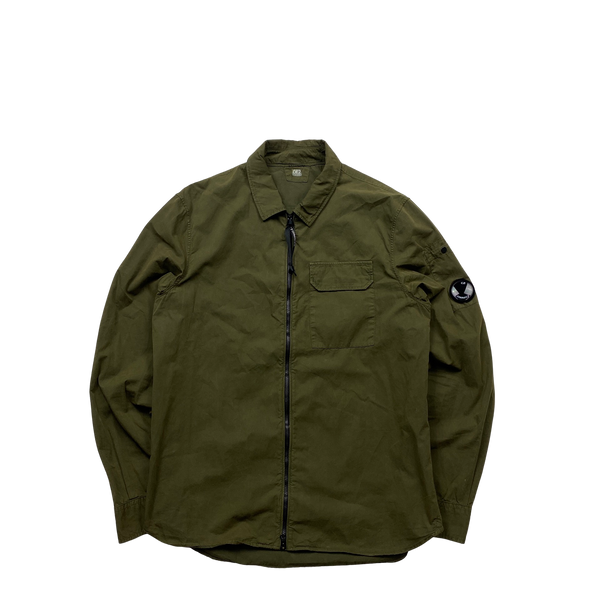 CP Company Khaki Zipped Lens Viewer Overshirt - Large