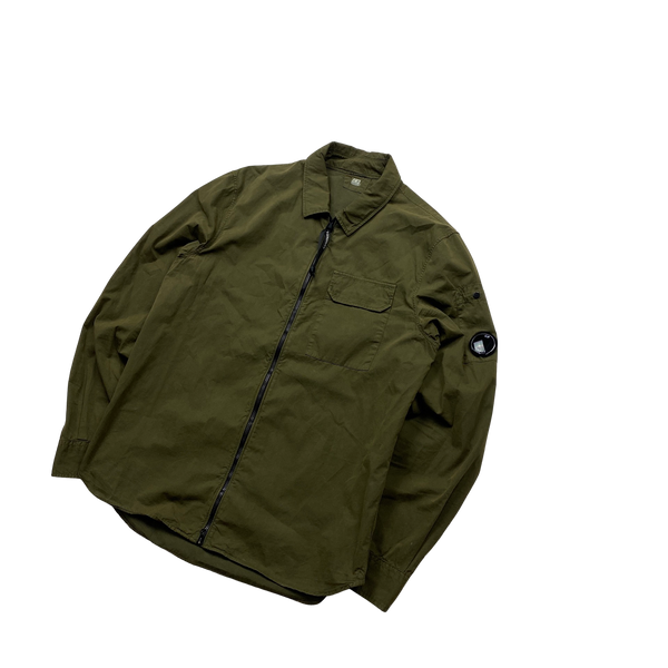 CP Company Khaki Zipped Lens Viewer Overshirt - Large