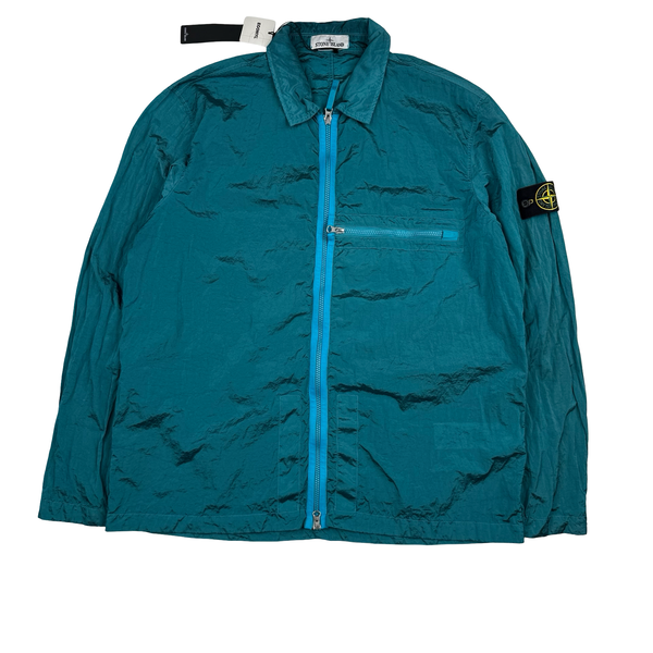 Stone Island 2023 Turquoise Blue Nylon Metal Econyl Overshirt - XXL