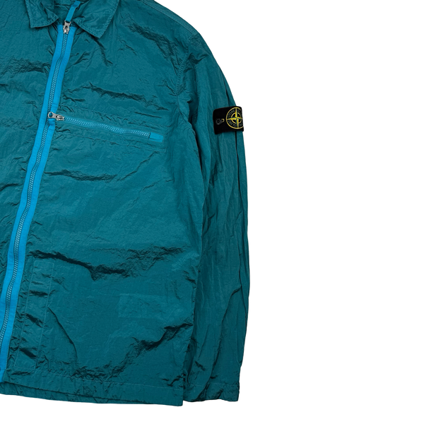 Stone Island 2023 Turquoise Blue Nylon Metal Econyl Overshirt - XXL