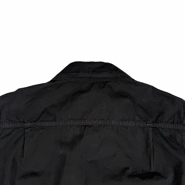 Stone Island 2025 Black Cotton Buttoned Short Sleeve Overshirt - Medium