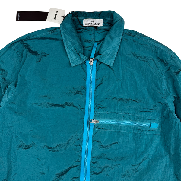 Stone Island 2023 Turquoise Blue Nylon Metal Econyl Overshirt - XXL