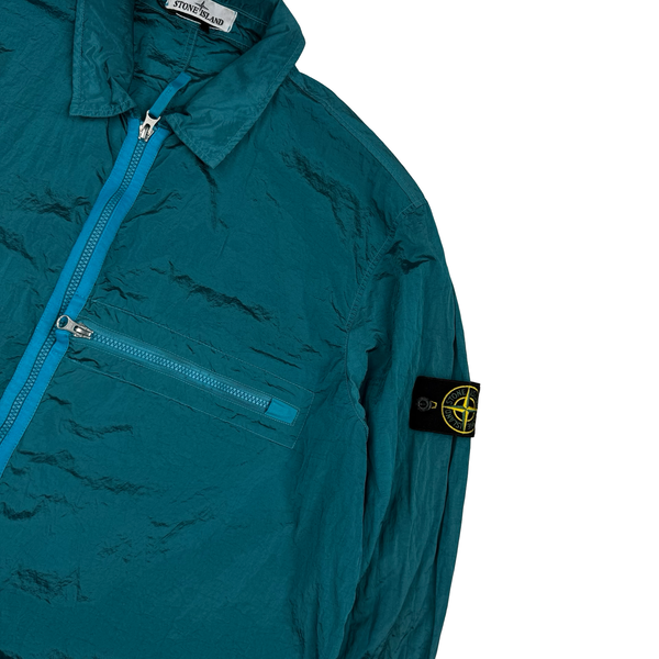 Stone Island 2023 Turquoise Blue Nylon Metal Econyl Overshirt - XXL