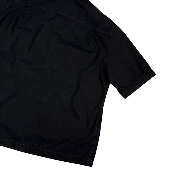 Stone Island 2025 Black Cotton Buttoned Short Sleeve Overshirt - Medium