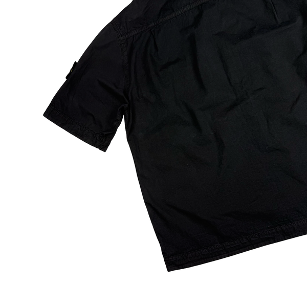 Stone Island 2025 Black Cotton Buttoned Short Sleeve Overshirt - Medium