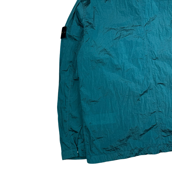 Stone Island 2023 Turquoise Blue Nylon Metal Econyl Overshirt - XXL