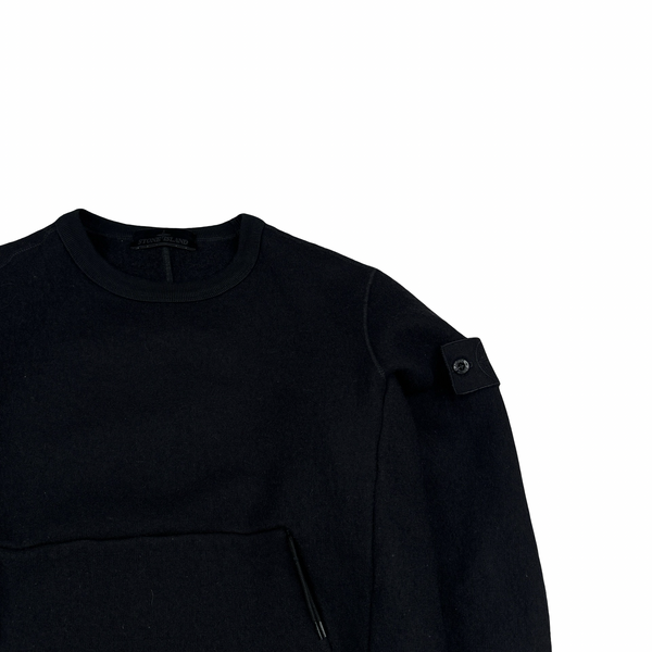 Stone Island 2018 Black Wool Ghost Crewneck - Small