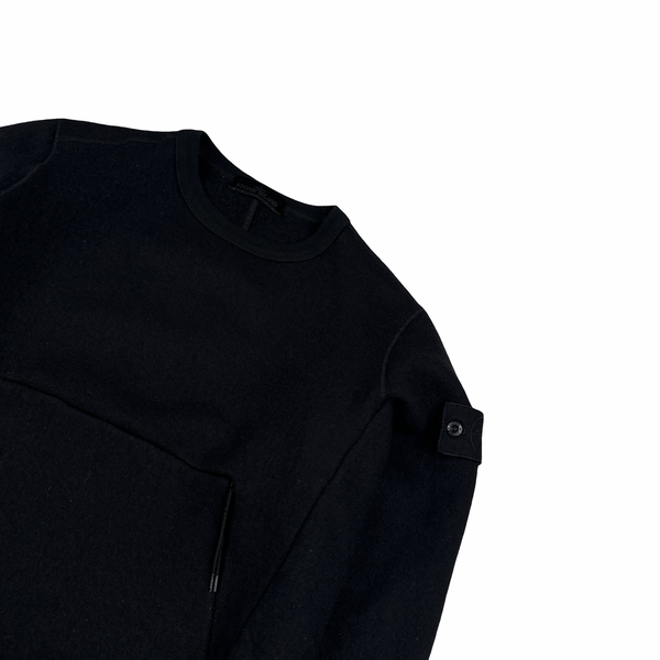 Stone Island 2018 Black Wool Ghost Crewneck - Small
