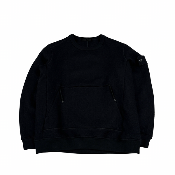 Stone Island 2018 Black Wool Ghost Crewneck - Small