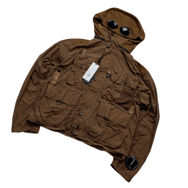CP Company Tobacco Brown 500 Miglia La Mille Flatt Nylon Hooded Jacket - Large