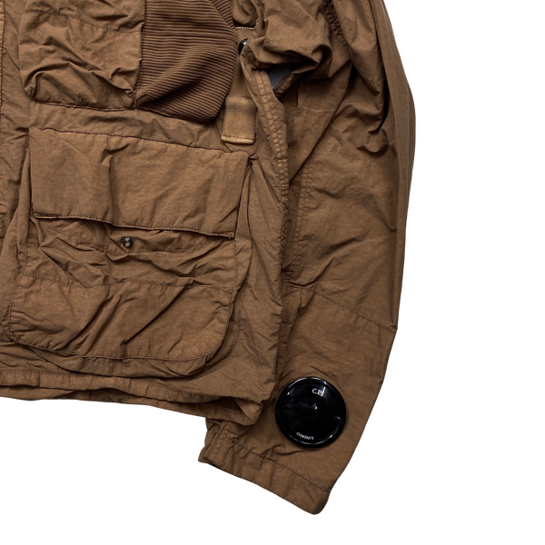 CP Company Tobacco Brown 500 Miglia La Mille Flatt Nylon Hooded Jacket - Large