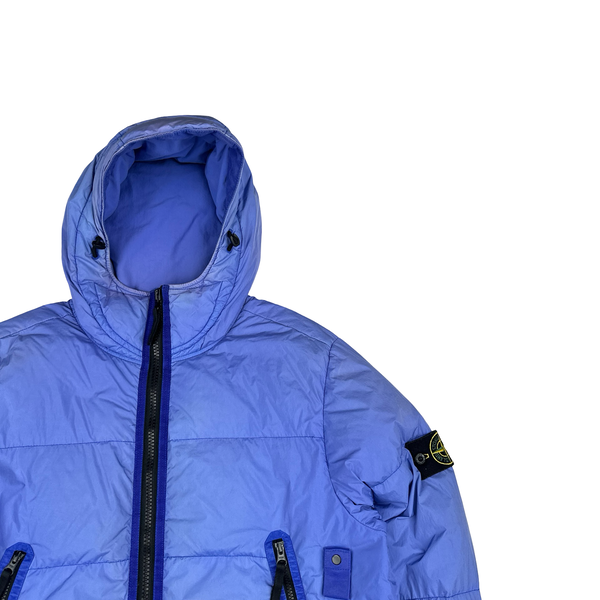 Stone Island 2021 Blue Crinkle NY Down Puffer Jacket - Large