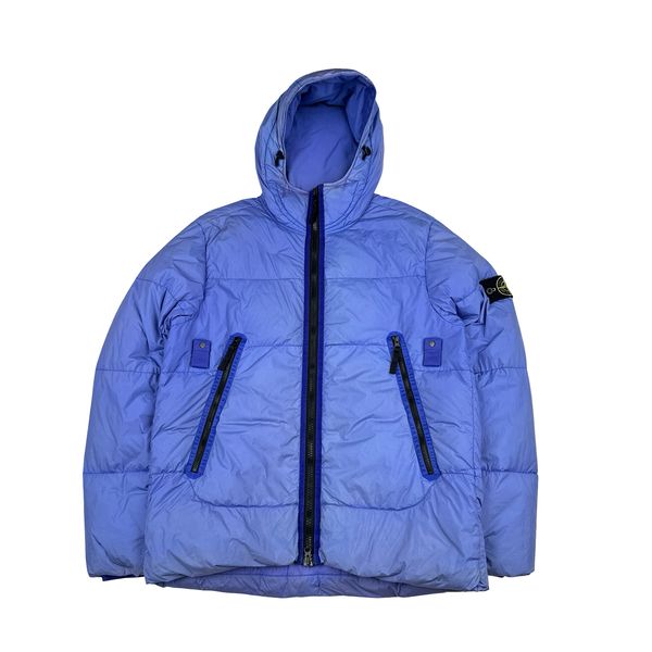 Stone Island 2021 Blue Crinkle NY Down Puffer Jacket - Large