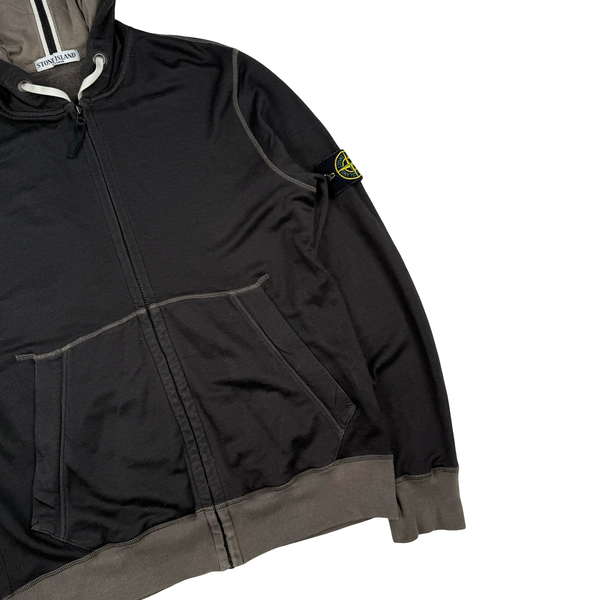 Stone Island 2011 Black Cotton Knit Hooded Zipped Jumper - XL
