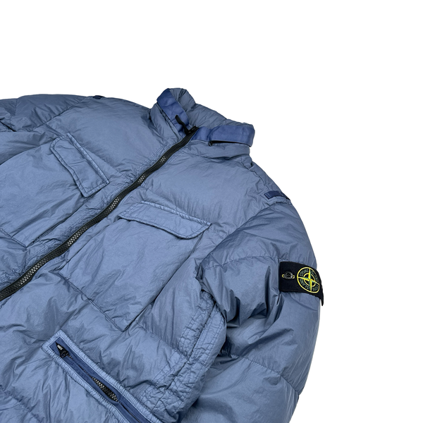 Stone Island 2022 Pale Blue Crinkle R-NY Down Puffer Jacket - XL