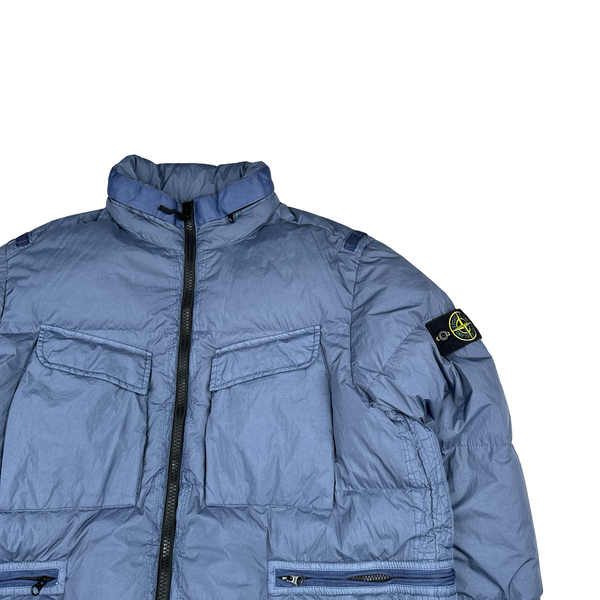 Stone Island 2022 Pale Blue Crinkle R-NY Down Puffer Jacket - XL