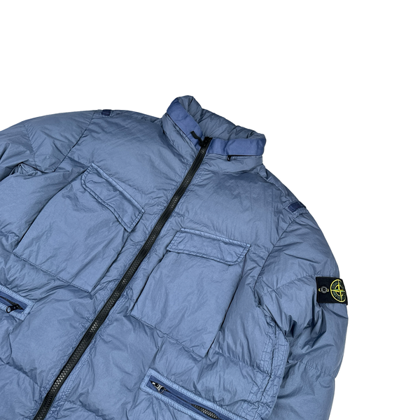 Stone Island 2022 Pale Blue Crinkle R-NY Down Puffer Jacket - XL