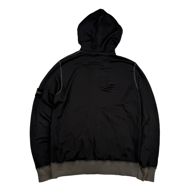 Stone Island 2011 Black Cotton Knit Hooded Zipped Jumper - XL