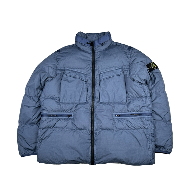 Stone Island 2022 Pale Blue Crinkle R-NY Down Puffer Jacket - XL