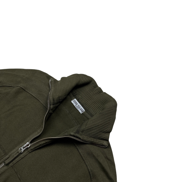 Stone Island 2008 Khaki Green Zipped Cotton Jumper - Medium 
