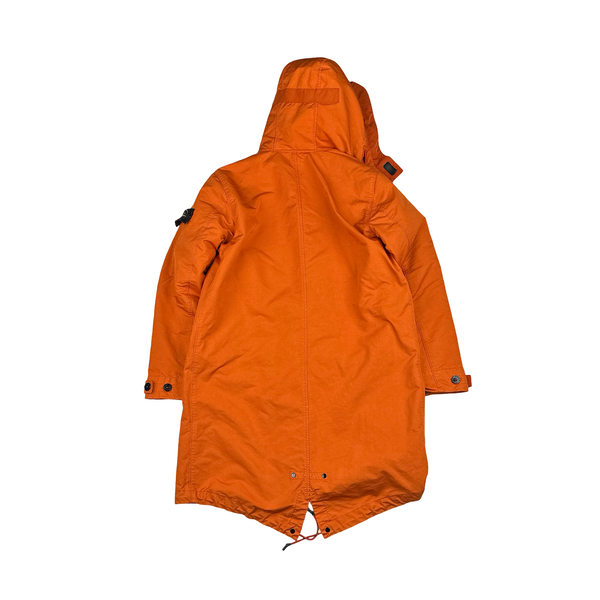 Stone Island 2019 Orange David TC Blanket Lined Fishtail Parka Jacket - Small