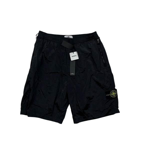 Stone Island 2023 Black Nylon Metal Econyl Shorts - 33"