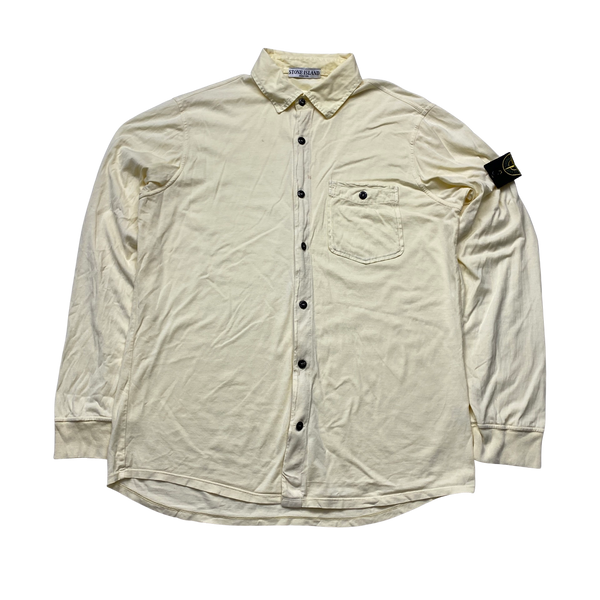 Stone Island Pale Yellow Cotton Shirt - Large