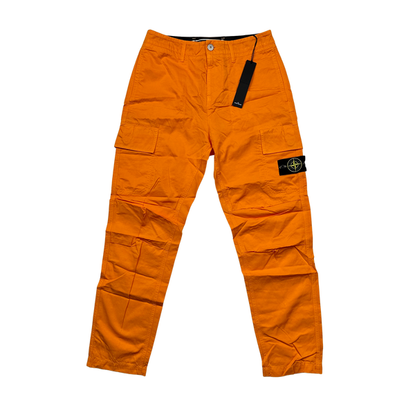 Stone Island 2023 Orange Regular Fit Cargo Twill TC Trousers - 29"