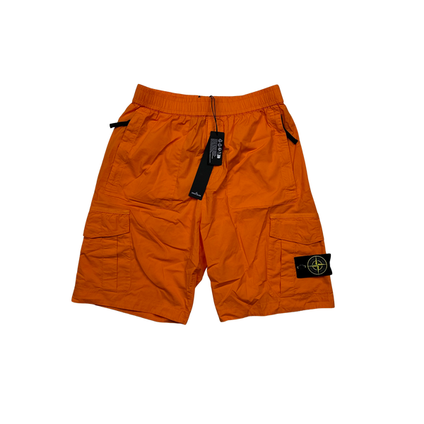 Stone Island 2023 Comfort Fit Orange Cargo Shorts - Small