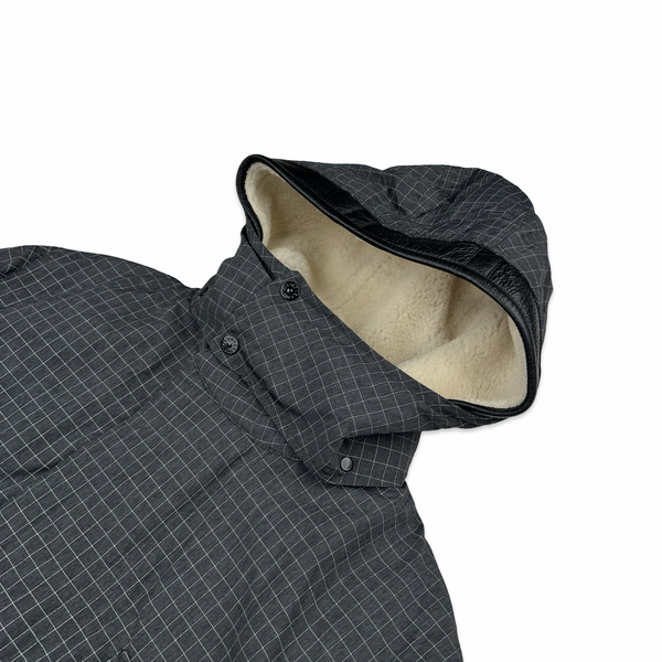 Stone Island 2020 Reflective Ripstop Chine  Dutch Rope Shearling Lined Jacket - Large