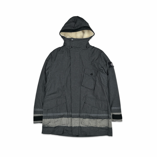 Stone Island 2020 Reflective Ripstop Chine  Dutch Rope Shearling Lined Jacket - Large
