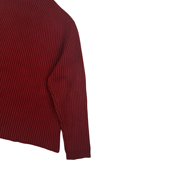 Stone Island Red High Zip Neck Jumper - Small