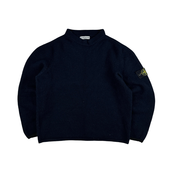 Stone Island Navy Knitted Wool Pullover Jumper - XXL