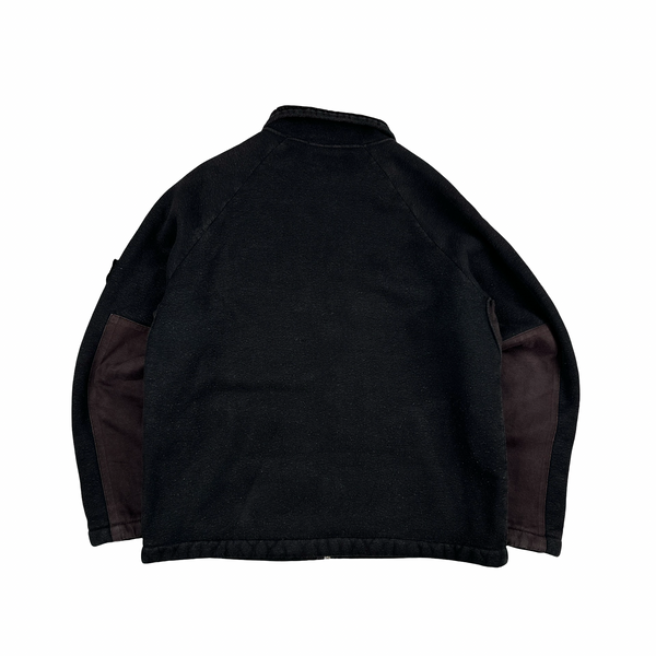 Stone Island 1999 Brown Fleece Lined Vintage Zipped Jumper - Large