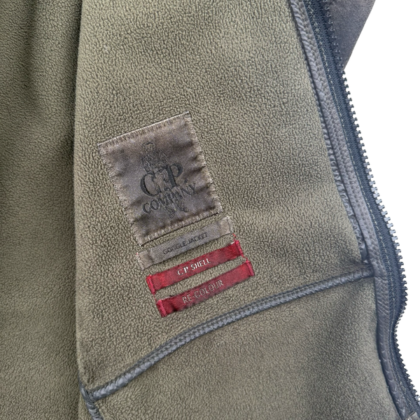 CP Company Khaki Brown Re-Colour Shell Goggle Hooded Fleece Lined Jacket - Medium