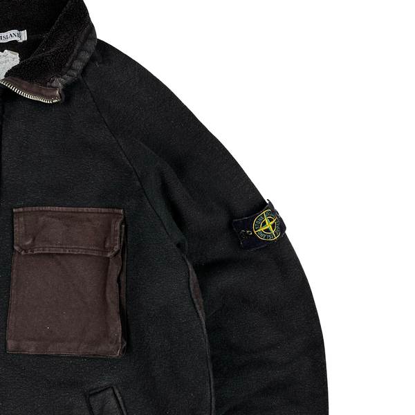 Stone Island 1999 Brown Fleece Lined Vintage Zipped Jumper - Large