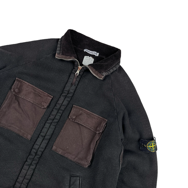 Stone Island 1999 Brown Fleece Lined Vintage Zipped Jumper - Large