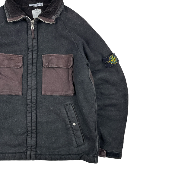 Stone Island 1999 Brown Fleece Lined Vintage Zipped Jumper - Large