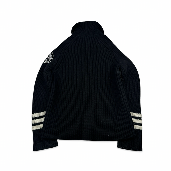 Stone Island 2005 Heavyweight Wool Knit Spellout Cardigan - Large