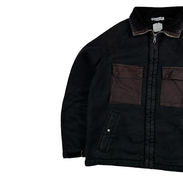 Stone Island 1999 Brown Fleece Lined Vintage Zipped Jumper - Large