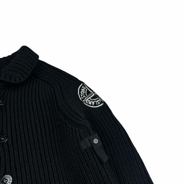 Stone Island 2005 Heavyweight Wool Knit Spellout Cardigan - Large