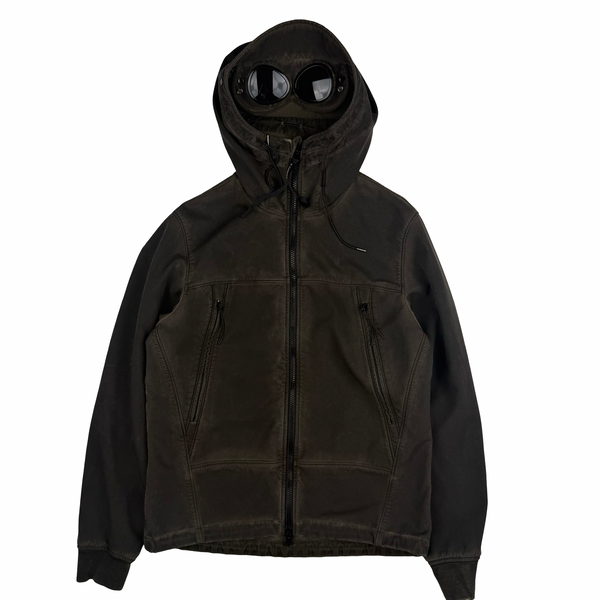 CP Company Khaki Brown Re-Colour Shell Goggle Hooded Fleece Lined Jacket - Medium
