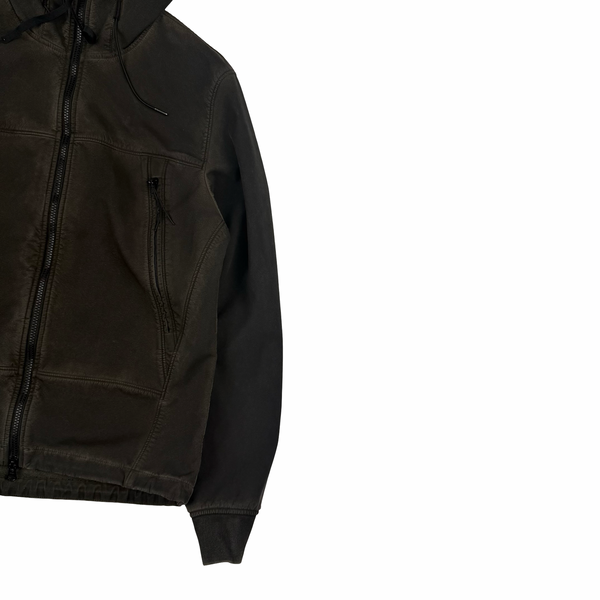 CP Company Khaki Brown Re-Colour Shell Goggle Hooded Fleece Lined Jacket - Medium