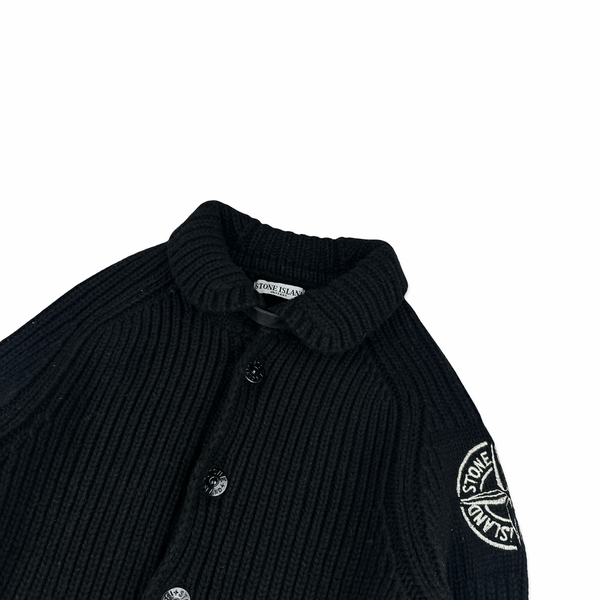 Stone Island 2005 Heavyweight Wool Knit Spellout Cardigan - Large