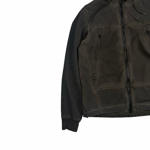 CP Company Khaki Brown Re-Colour Shell Goggle Hooded Fleece Lined Jacket - Medium