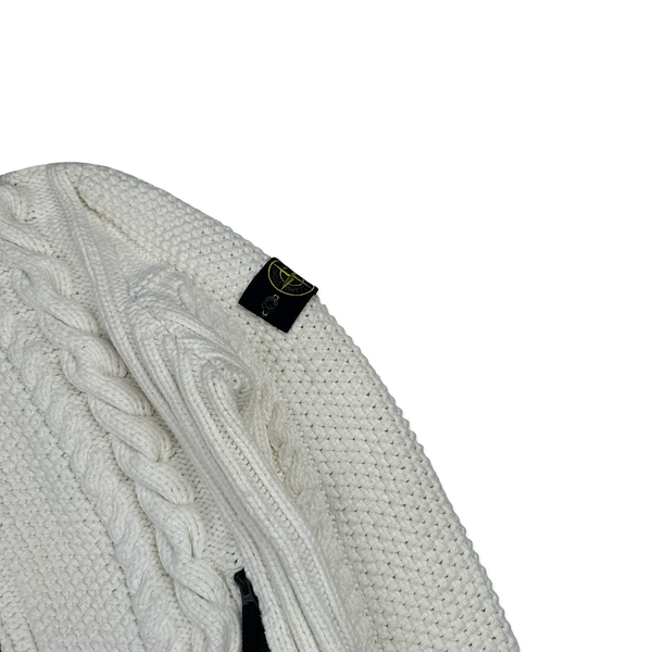 Stone Island 2011 White Cable President Thick Knit Zipped Jumper - XXL
