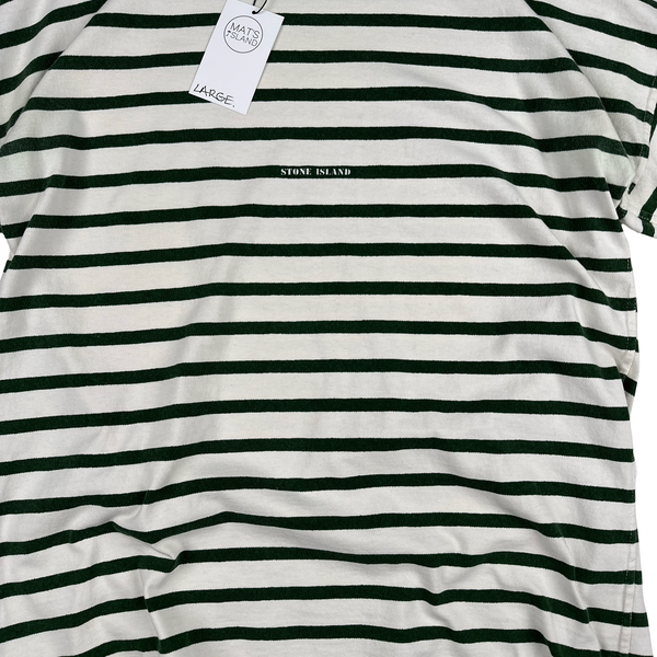 Stone Island Japan Release 80's Cotton Green Striped T Shirt - Large
