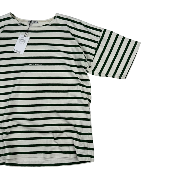 Stone Island Japan Release 80's Cotton Green Striped T Shirt - Large