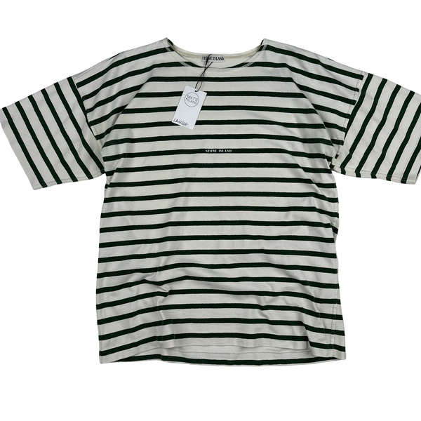 Stone Island Japan Release 80's Cotton Green Striped T Shirt - Large