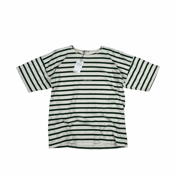 Stone Island Japan Release 80's Cotton Green Striped T Shirt - Large